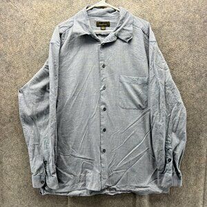 Ermenegildo Zegna Shirt Mens XL Blue Woven Long Sleeve Made In Italy Casual